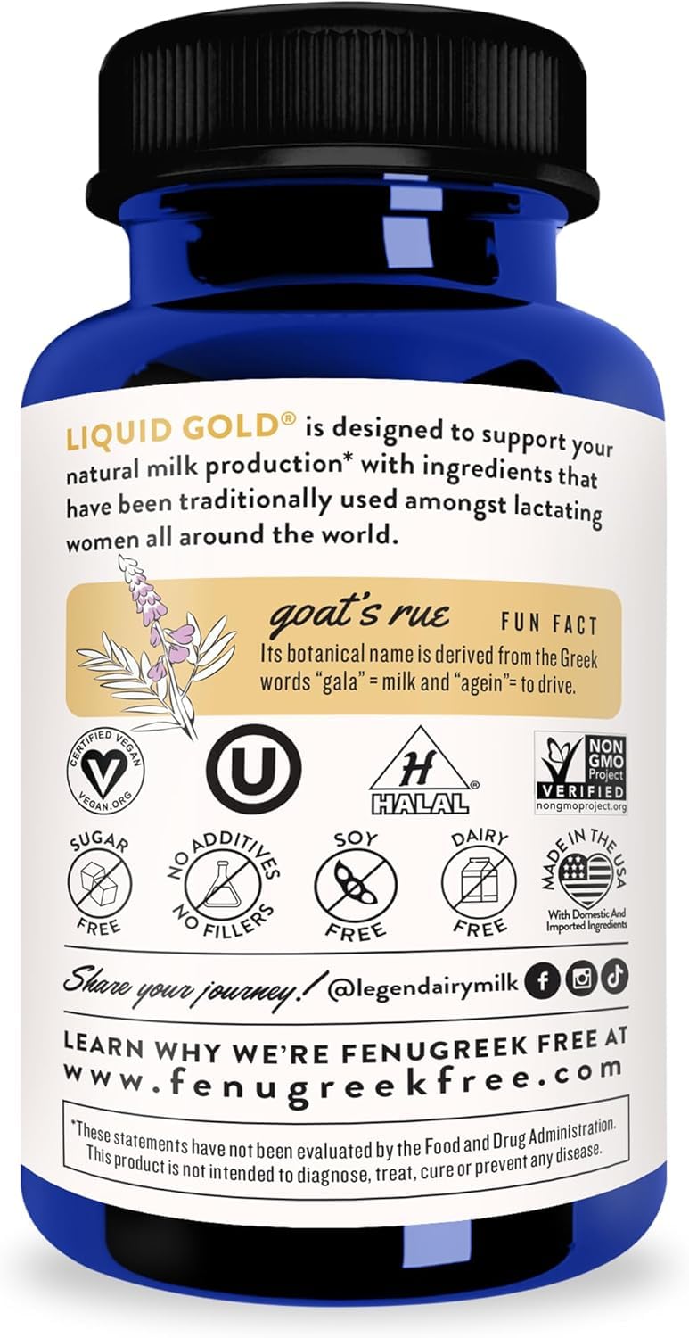 Legendairy Milk Liquid Gold Lactation Support – Organic Goats Rue, Milk Thistle, Shatavari, Fennel, Alfalfa & Anise | 60 Count (Pack of 3)
