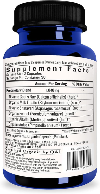 Legendairy Milk Liquid Gold Lactation Support – Organic Goats Rue, Milk Thistle, Shatavari, Fennel, Alfalfa & Anise | 60 Count (Pack of 3)