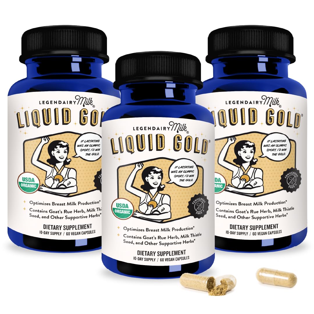 Legendairy Milk Liquid Gold Lactation Support – Organic Goats Rue, Milk Thistle, Shatavari, Fennel, Alfalfa & Anise | 60 Count (Pack of 3)