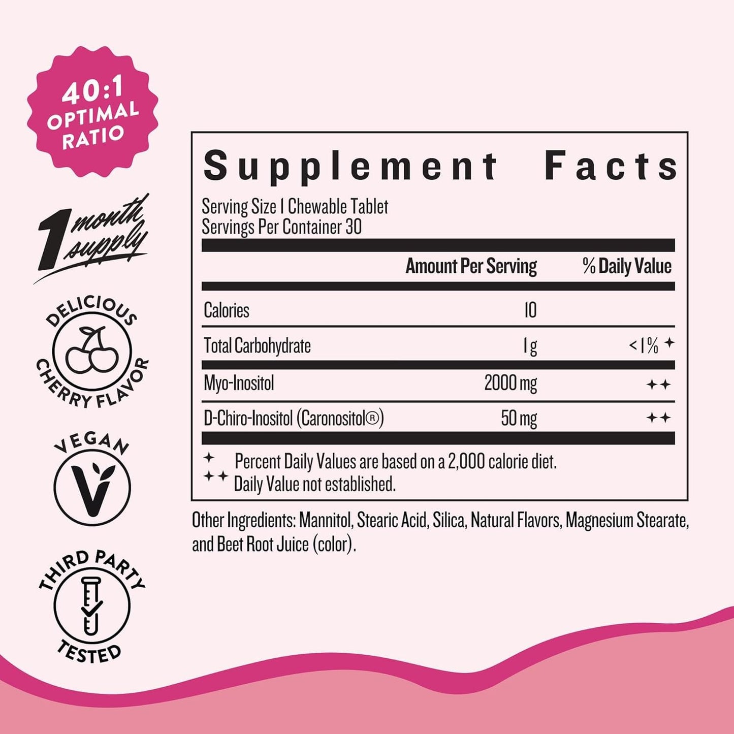 Legendairy Milk Pure Inositol Chewable Tablets 40:1 | Hormonal Balance & Fertility Support (90-Day Pack)