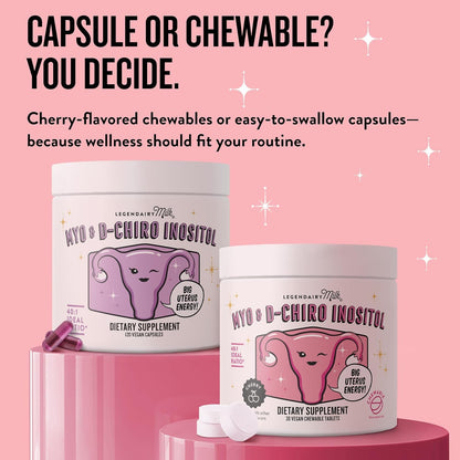 Legendairy Milk Pure Inositol Chewable Tablets 40:1 | Hormonal Balance & Fertility Support (90-Day Pack)