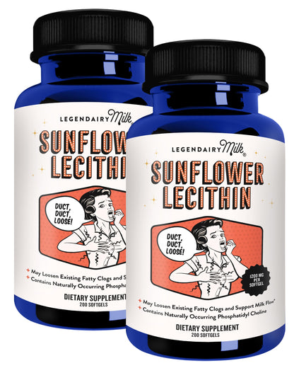 Legendairy Milk Sunflower Lecithin 1200mg – Lactation Support (200 Softgels x2, USA Made)