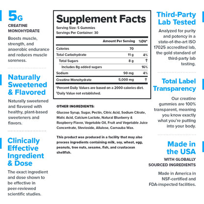 LEGION Creatine Monohydrate Gummies – Clean Chewable Creatine for Strength, Endurance & Recovery | 30 Servings