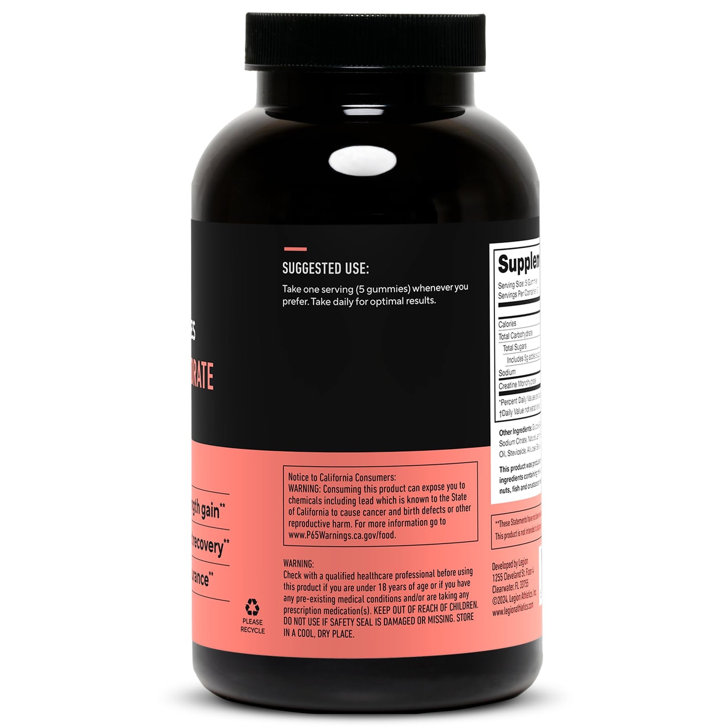 LEGION Creatine Monohydrate Gummies – Clean, Chewable Creatine for Strength & Endurance | 30 Lemon Drop Servings