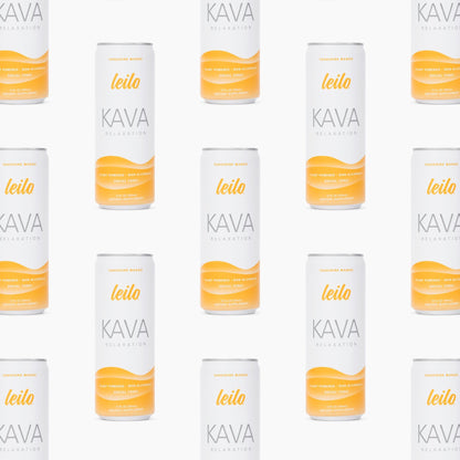 LEILO Tangerine Mango Kava Sparkling Drink – 12-Pack Non-Alc Calming Beverage
