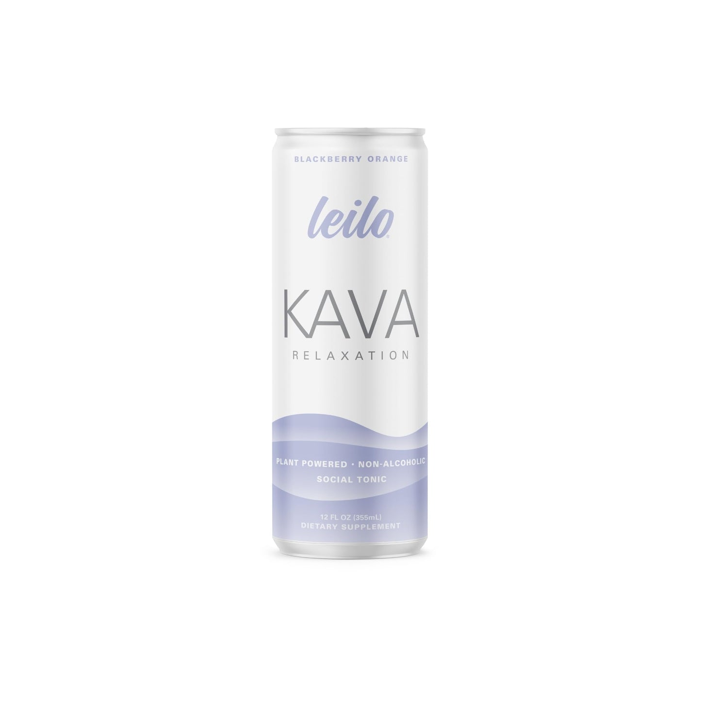 LEILO Kava Powered Sparkling Relaxation Drink – Blackberry Orange 12-Pack | Non-ALC Calming Beverage | 12 fl oz Cans