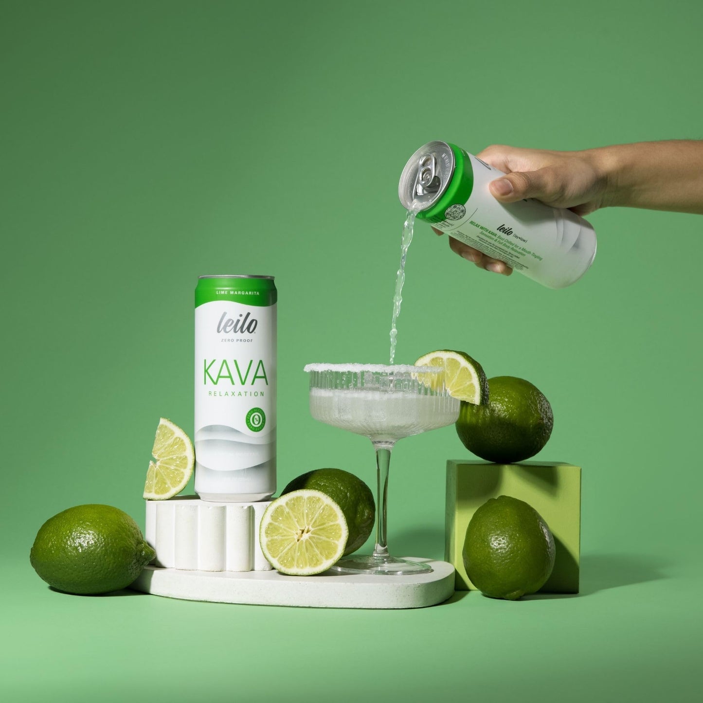 LEILO Kava Lime Margarita Mocktail – Sugar-Free, Non-Alcoholic 12-Pack (12 fl oz Cans)