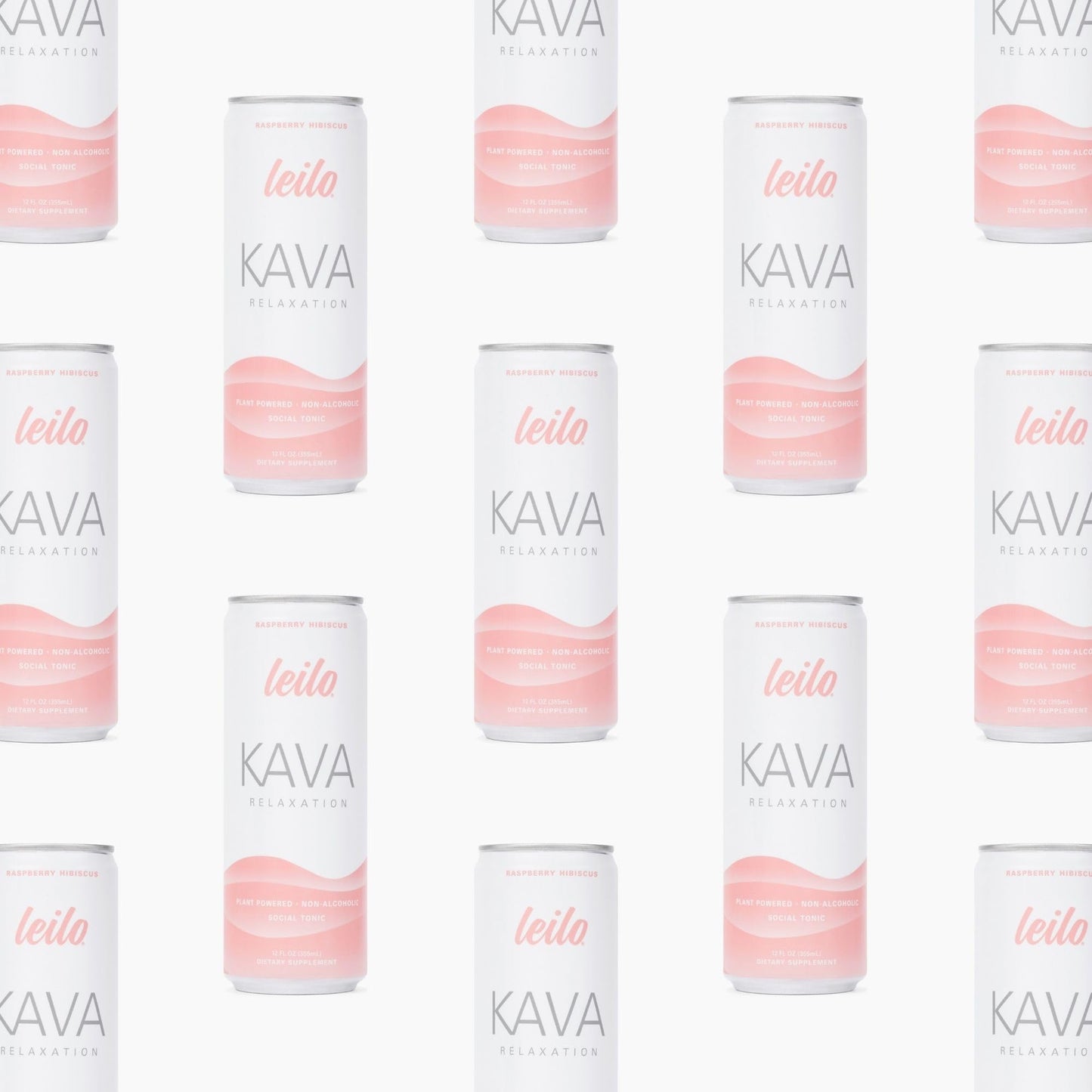 LEILO Kava-Powered Sparkling Relaxation Drink | Raspberry Hibiscus 12-Pack | Non-Alc Calming Beverage