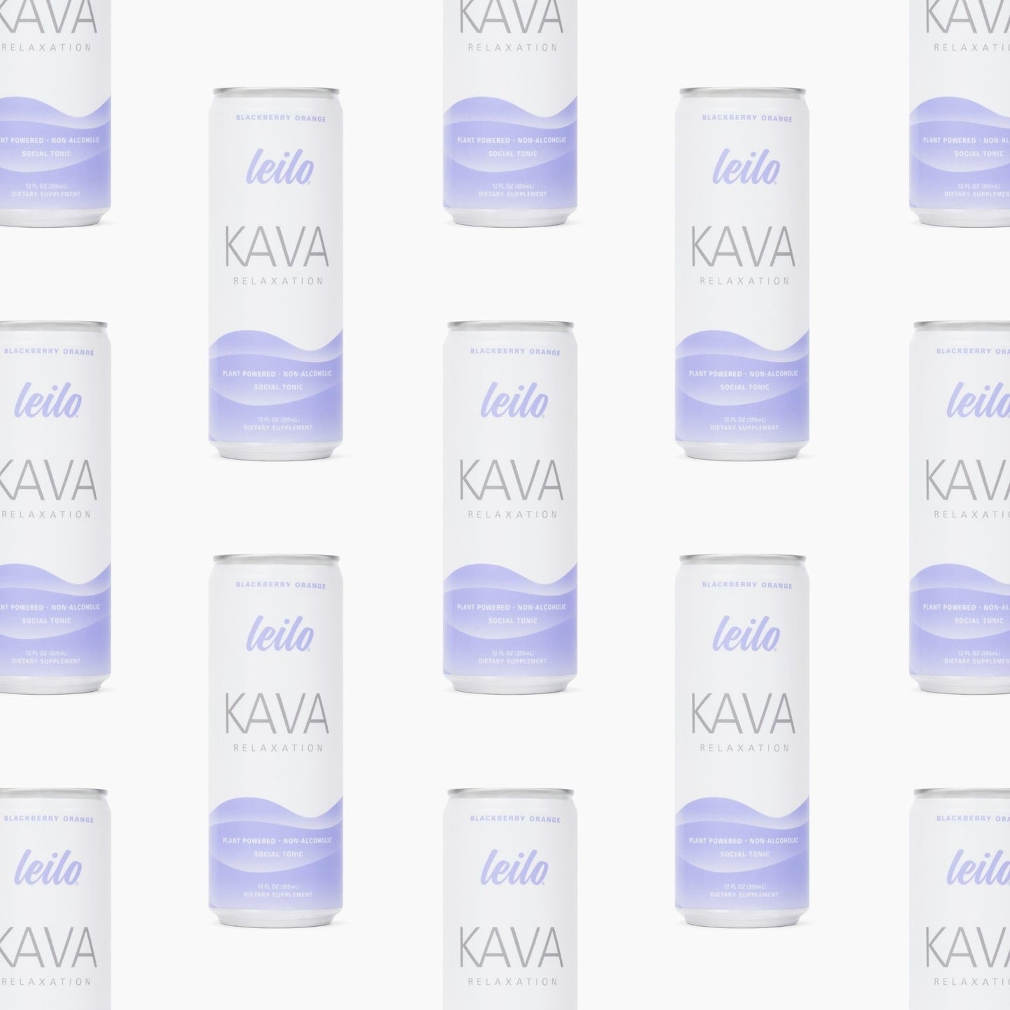 LEILO Kava Powered Sparkling Relaxation Drink – Blackberry Orange 12-Pack | Non-ALC Calming Beverage | 12 fl oz Cans