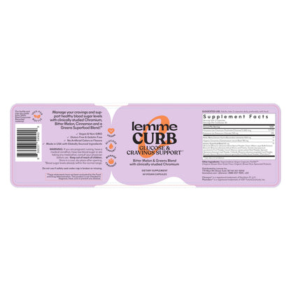 Lemme Curb | Cravings Control, Carb Metabolism Support & Weight Management (60 Count Pack of 2) – Chromium Picolinate, Bitter Melon, Cinnamon & Greens