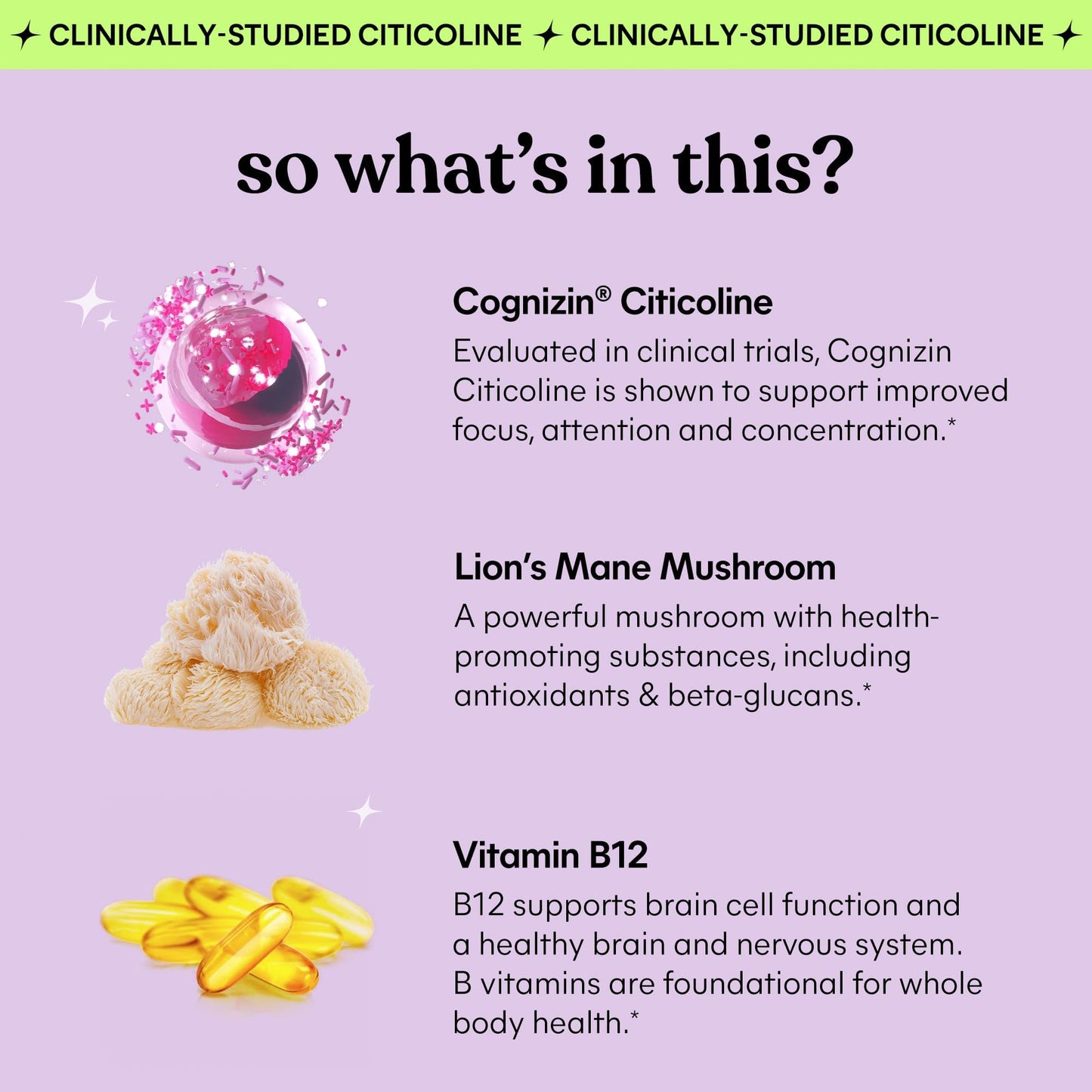 Lemme Focus Gummies – Cognizin, Lion’s Mane & B12 for Focus (50ct, Strawberry)