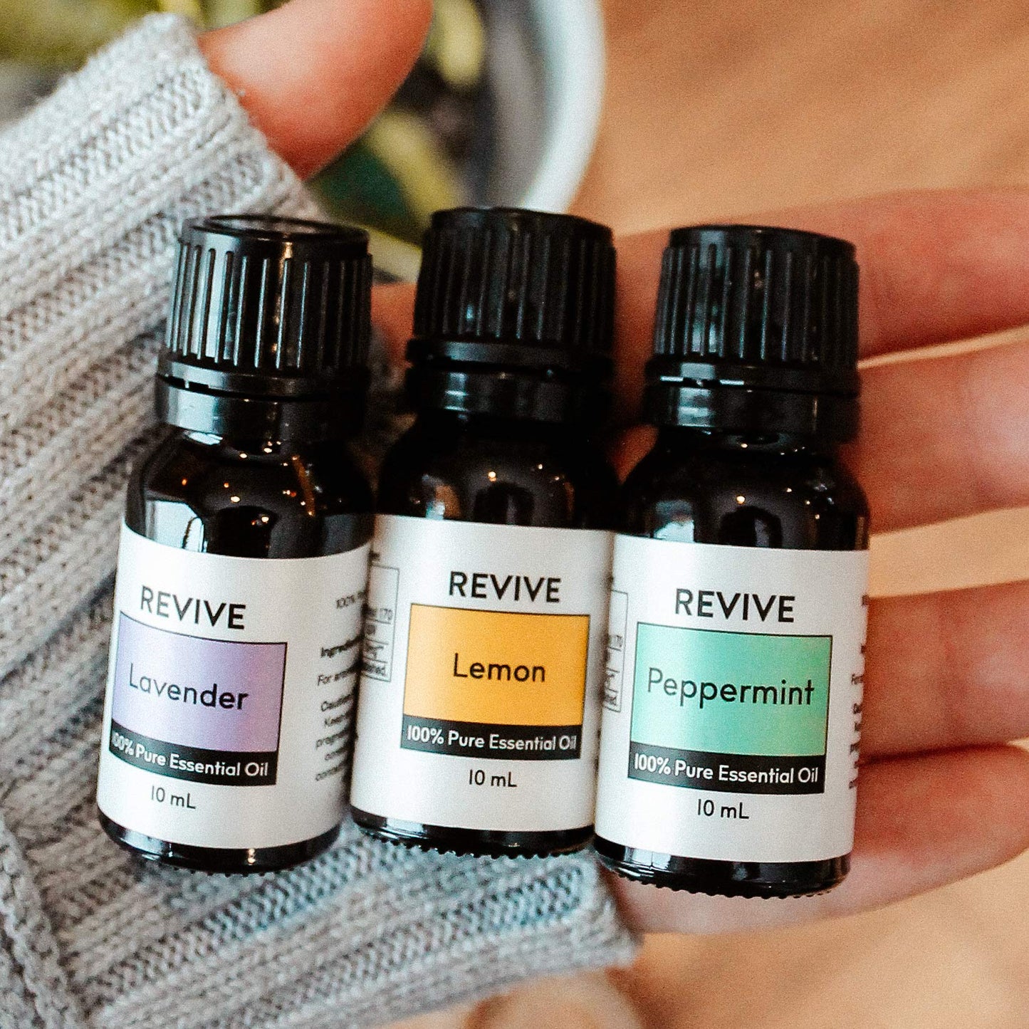Top 3 Essential Oils Kit by Revive – Lavender, Lemon & Peppermint (100% Pure)