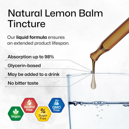 BIO KRAUTER® Lemon Balm Tincture 680 mg – Pure Vegan Melissa Officinalis Extract, 2 Fl Oz, 28 Days of Supply, Calming Sleep Support