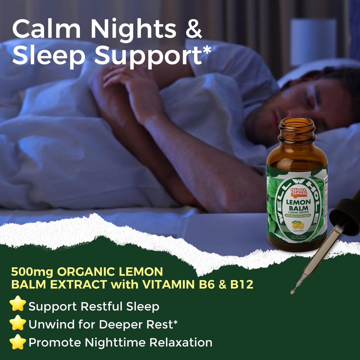 Organic Lemon Balm Tincture for Relaxation & Mood Balance – Fast-Absorbing, Alcohol-Free (60 mL)