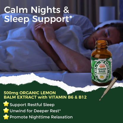 Organic Lemon Balm Tincture for Relaxation & Mood Balance – Fast-Absorbing, Alcohol-Free (60 mL)