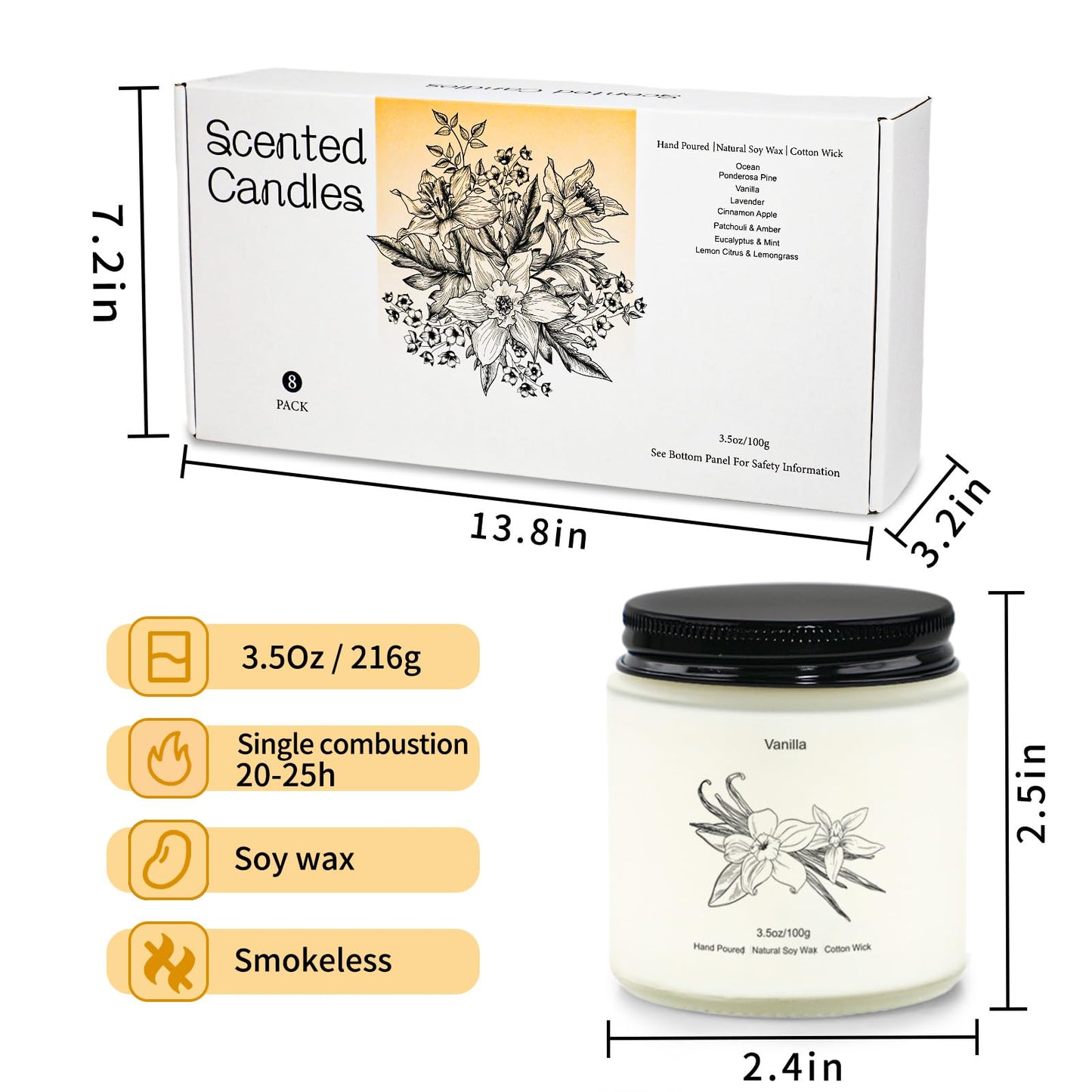 8-Pack Aromatherapy Soy Wax Candles for Women | Gift Ideas for Mother's Day