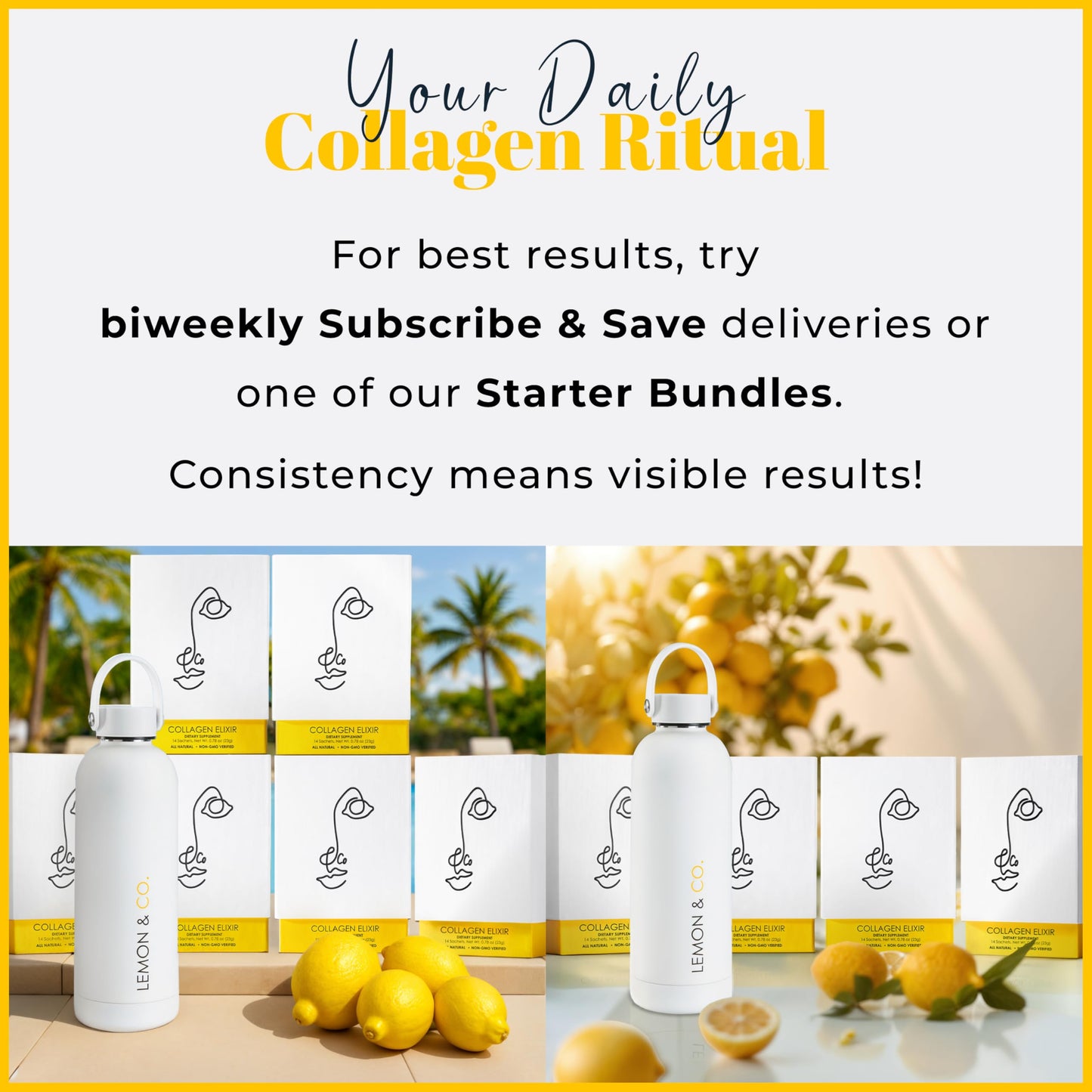 LEMON & CO. Liquid Collagen for Women – 5000mg Marine Collagen, Organic Lemon & Vitamin C