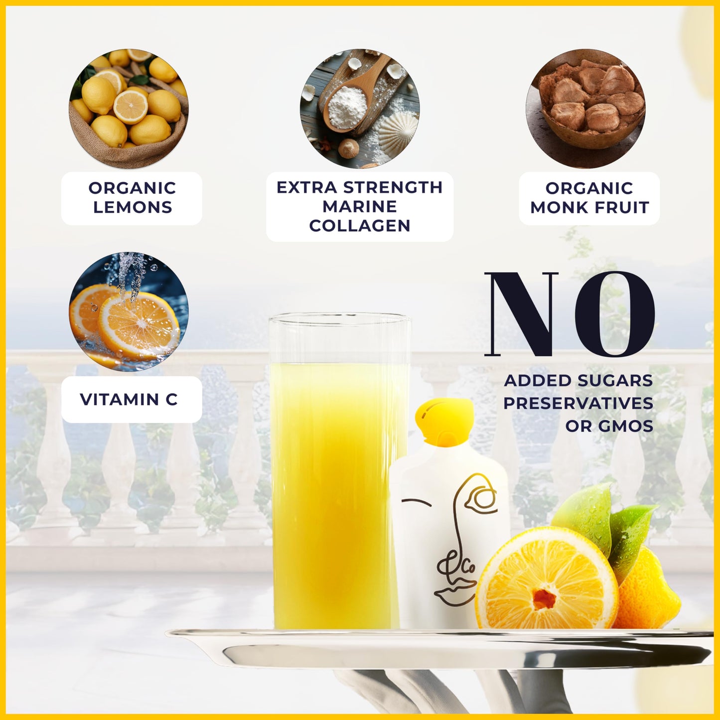 LEMON & CO. Liquid Collagen for Women – 5000mg Marine Collagen, Organic Lemon & Vitamin C