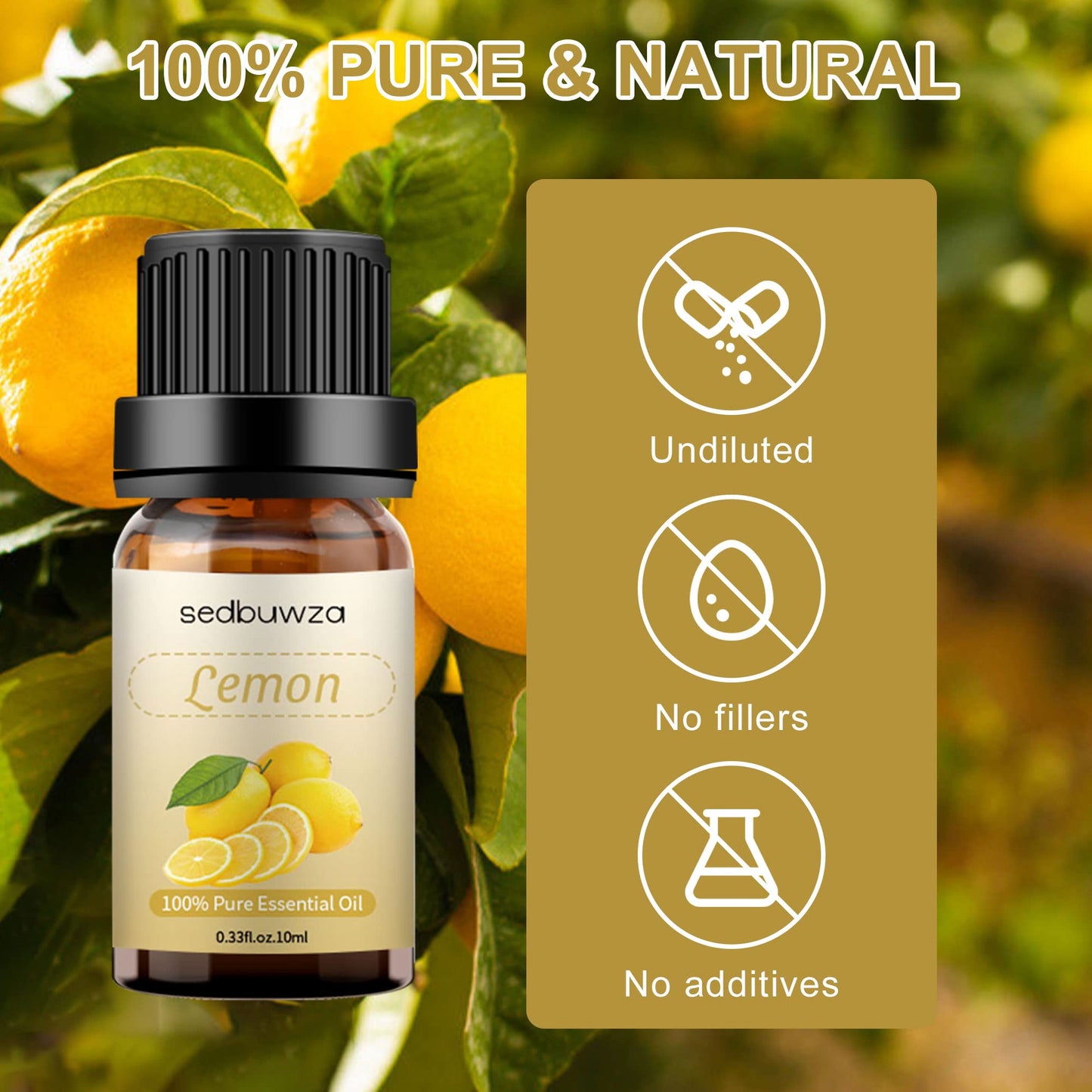 Lemon Essential Oil - Pure Organic Lemon Fragrance for Diffusers & Candles