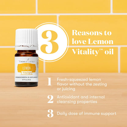Young Living Vitality Lemon Essential Oil 5ml – 100% Pure Citrus for Cooking & Beverages