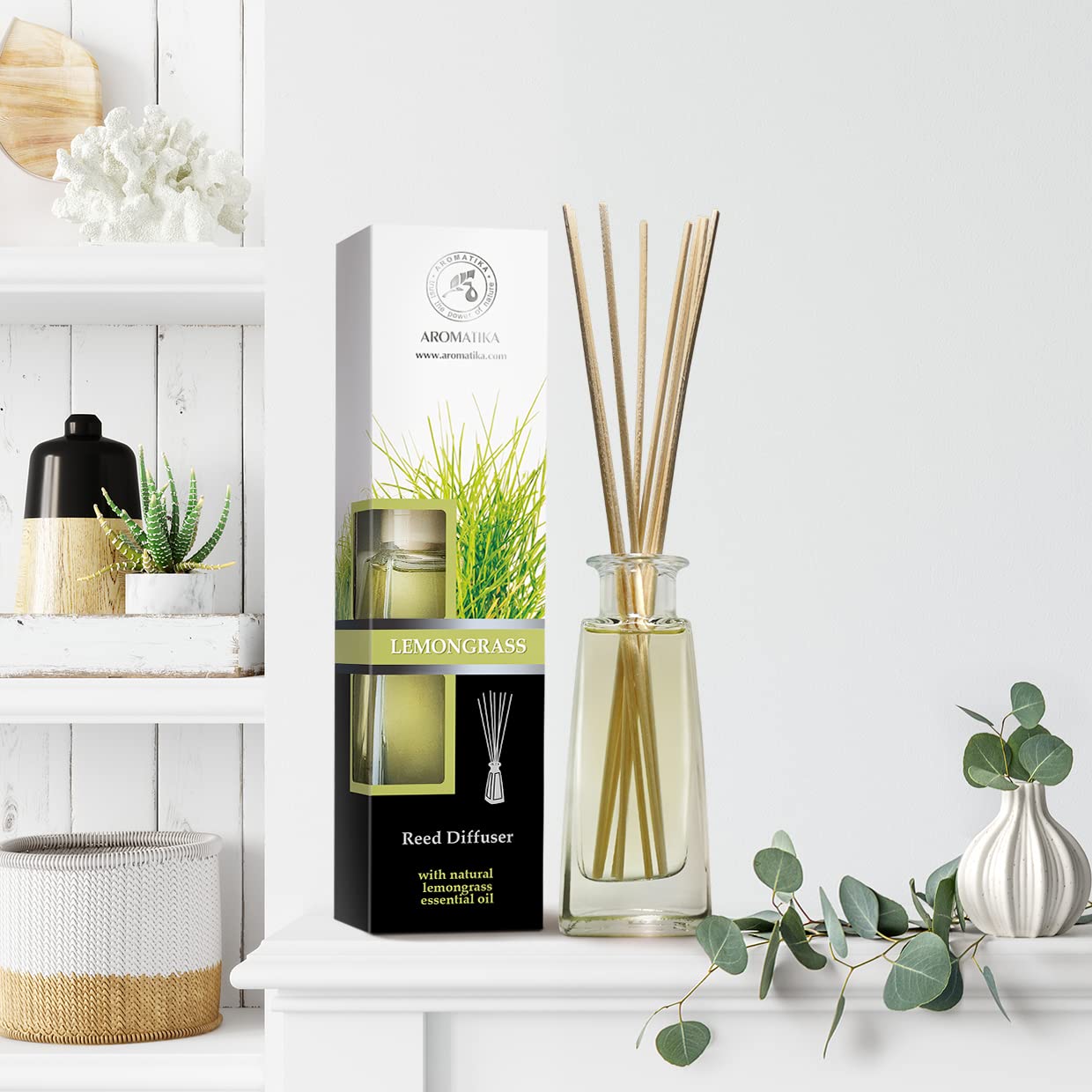 Lemongrass Oil Diffuser - Scented Reed Diffuser - Alcohol Free - Gift Set - Best for Aromatherapy - Room Air Freshener