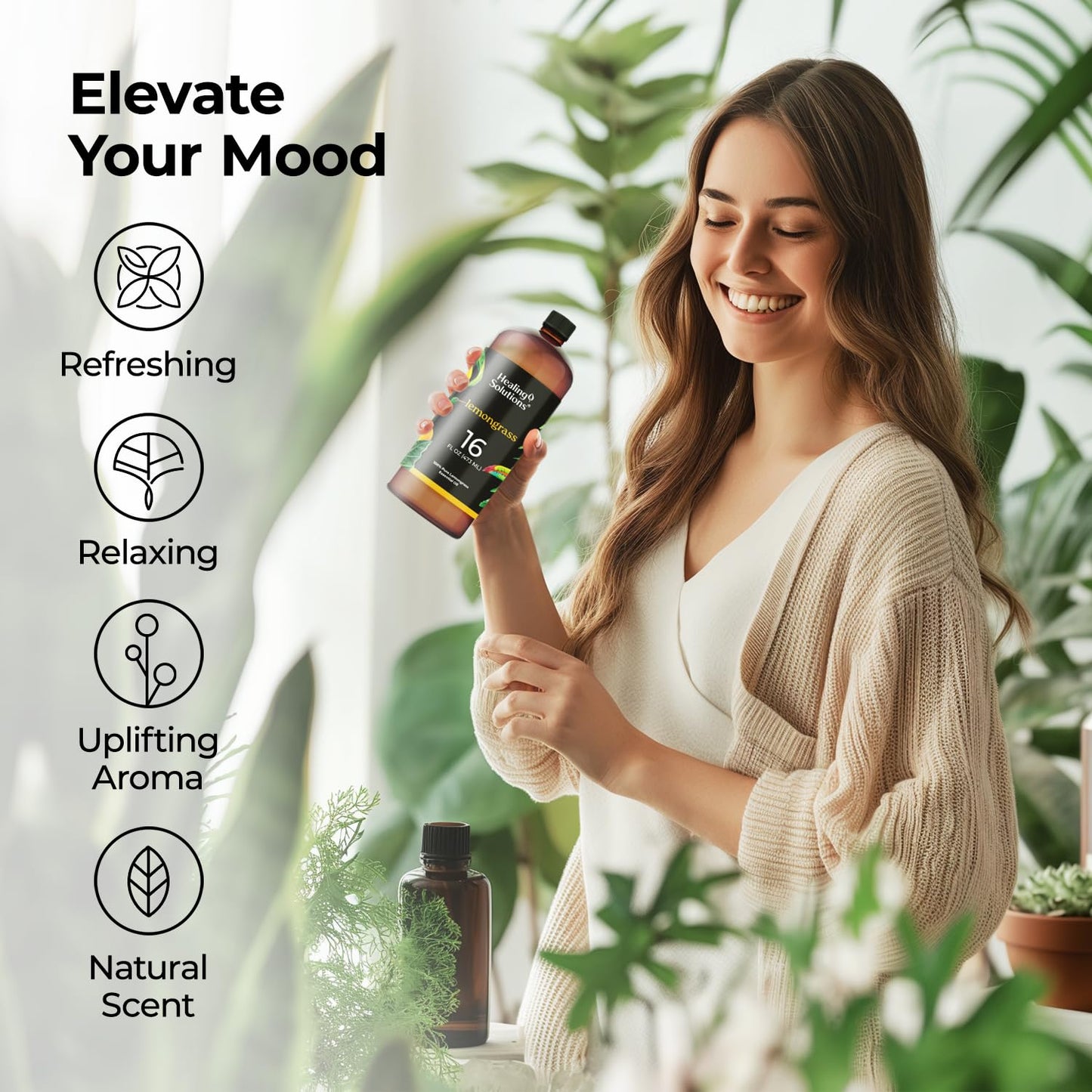 Healing Solutions Lemongrass Essential Oil 16oz – 100% Pure, USA Made