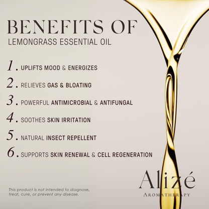 Organic Lemongrass Essential Oil, USDA Certified Organic 100% Natural & Pure Essential Oils for Diffusers for Home, Aromatherapy Oils, Diffuser Oils Scents, Refreshing, 10ml-0.33 fl oz