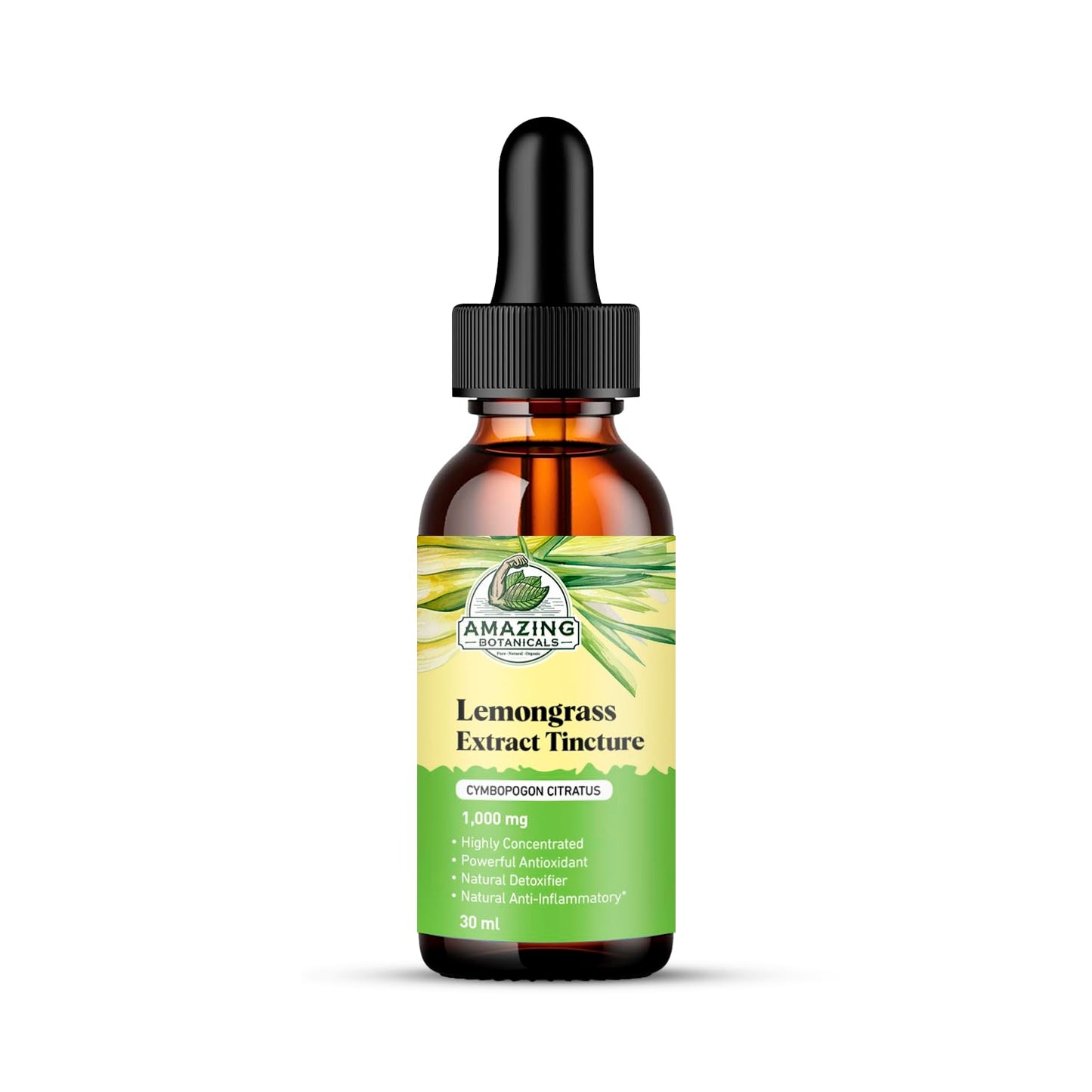 Amazing Botanicals Lemongrass Tincture – Organic Cymbopogon Citratus 30ml (1oz)