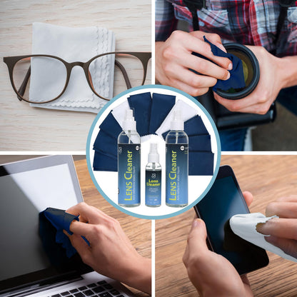 Lens Cleaner Spray 3 Eyeglass Cleaner Kit with Ammonia – Streak-Free, Safe for Eyewear & Electronics