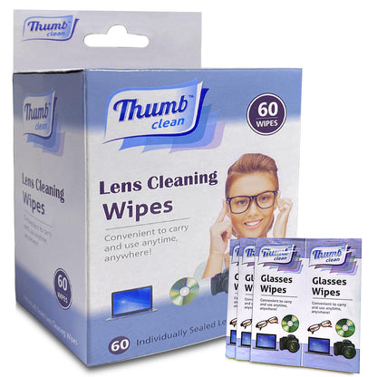 60-Count Lens Cleaning Wipes - Individually Wrapped & Quick-Dry