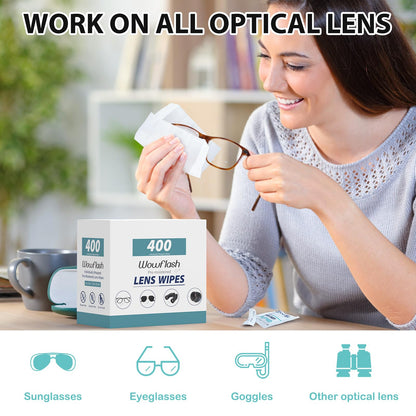 400 Count Lens Wipes for Eyeglasses – Pre-Moistened, Scratch-Free