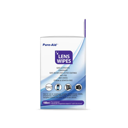 Lens Wipes 100ct (1pk) – Clean Eyeglasses, Lenses & Smartphones | Pure-Aid