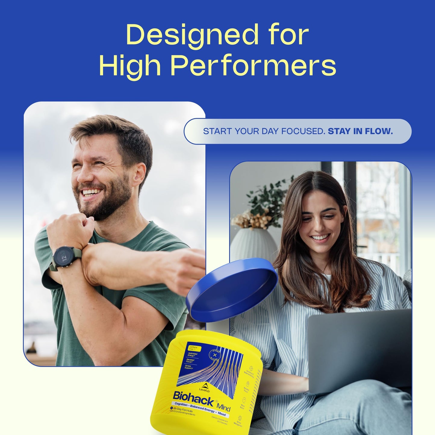 LevelUp Biohack Mind Nootropic Brain Supplement | Focus, Energy, Mood