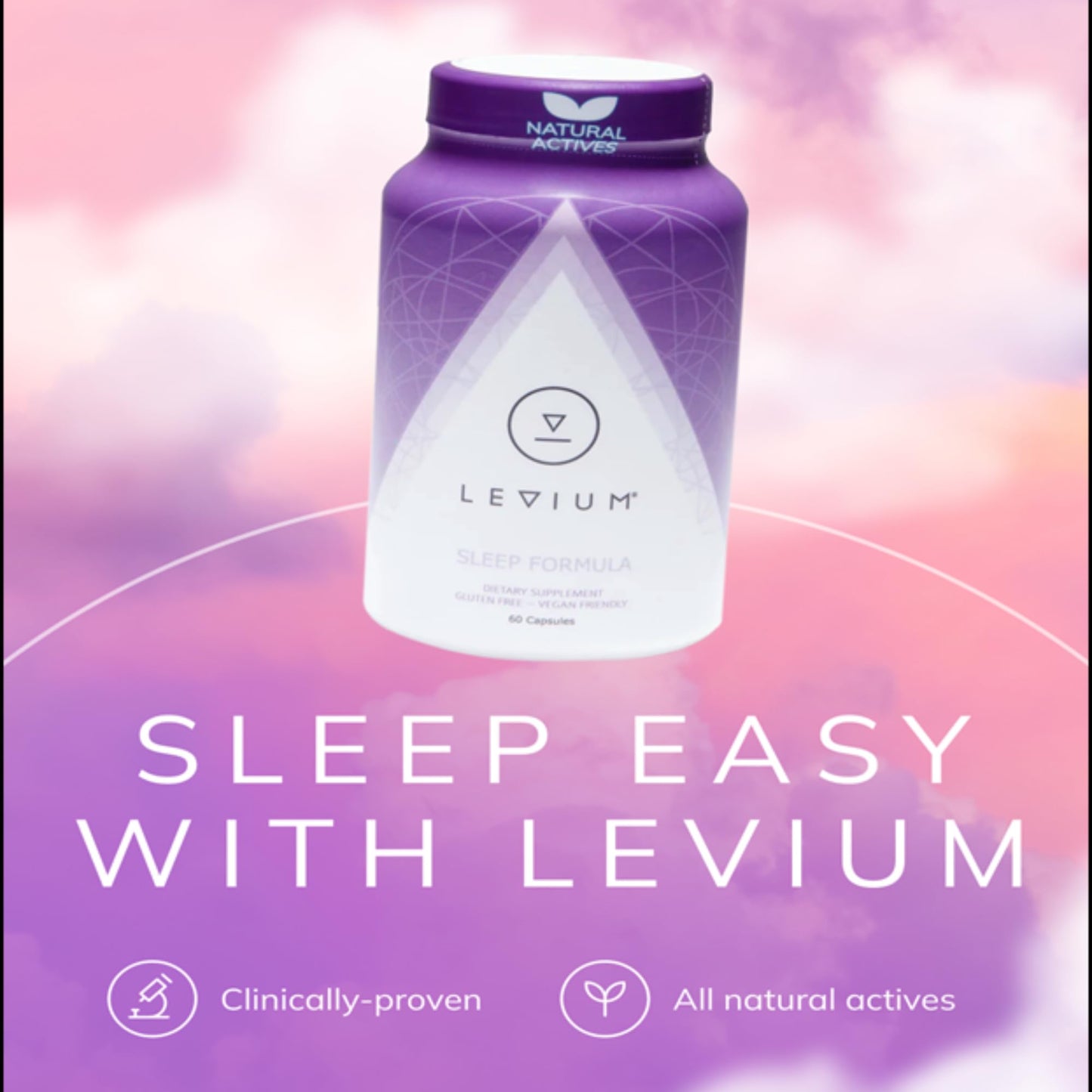 Levium Sleep Formula Supplement | Natural Relaxation Capsules with Melatonin, GABA, L-Theanine, Magnesium | 60 Count Bottle – 30 Day Supply