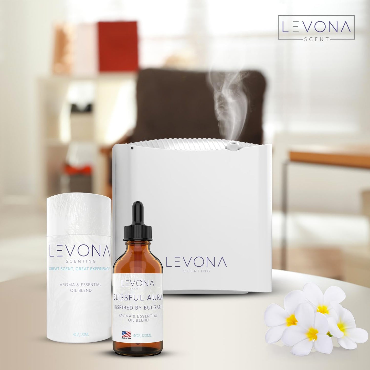 Levona Blissful Aura Essential Oil for Diffuser – Amber, Musk & Jasmine (120 ml)