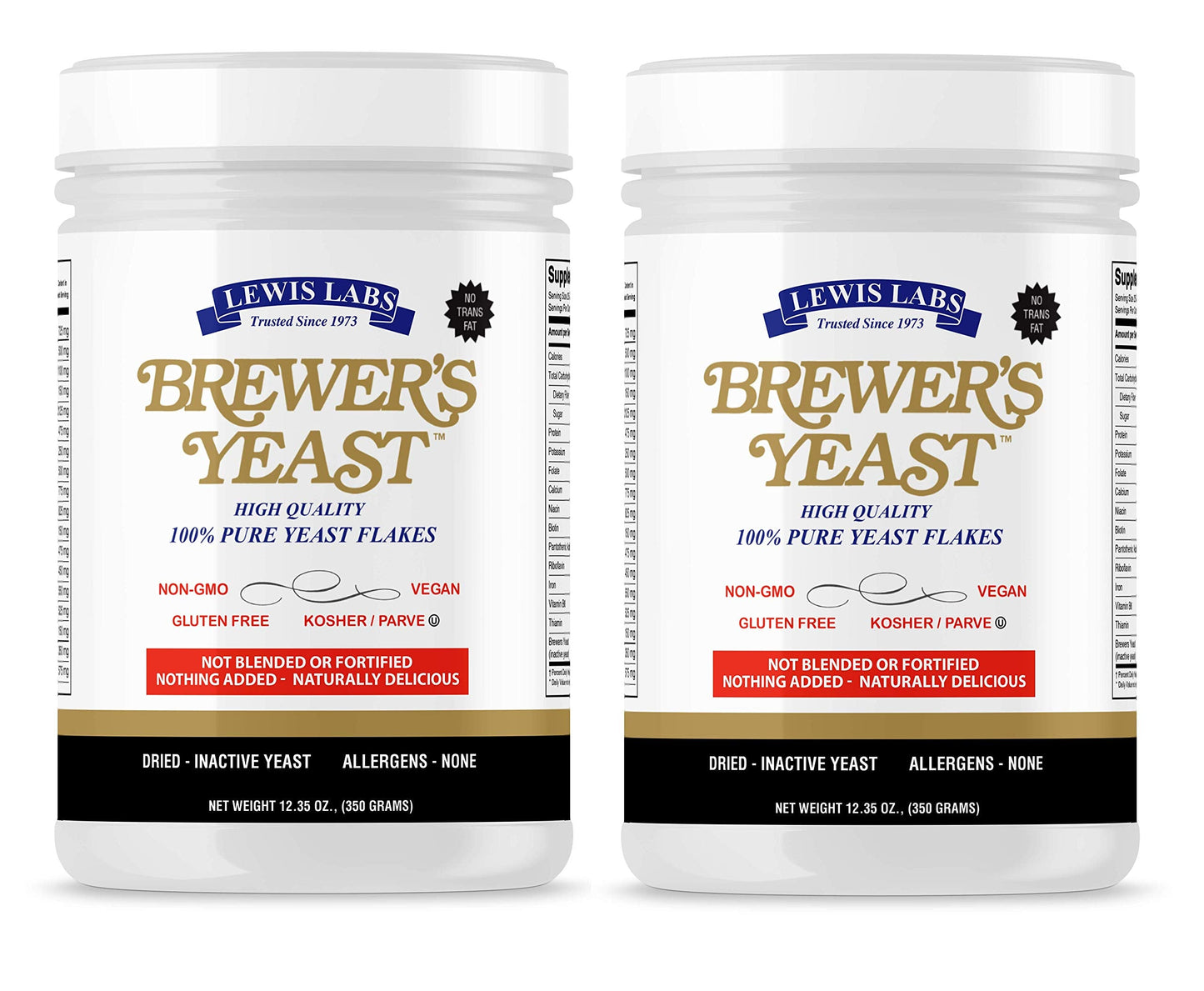 Lewis Labs Brewer's Yeast Flakes – Rich in B-Vitamins & Amino Acids | Vegan, Gluten-Free | Unsweetened, 2 Pack