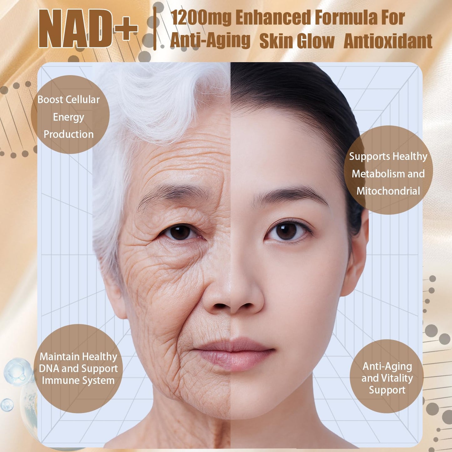 Lexenic NAD+ Advanced Cellular Renewal – 1200mg Liquid NAD+ Supplement for Energy, Focus & Anti-Aging | 10 Vials
