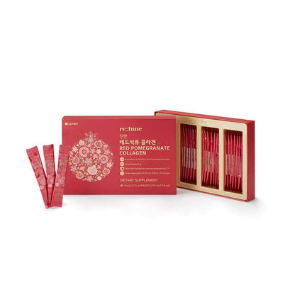 LG H&H Re:tune Red Pomegranate Collagen – 500 mg Fish Scale Peptide, 71% Pomegranate, 28 Packets
