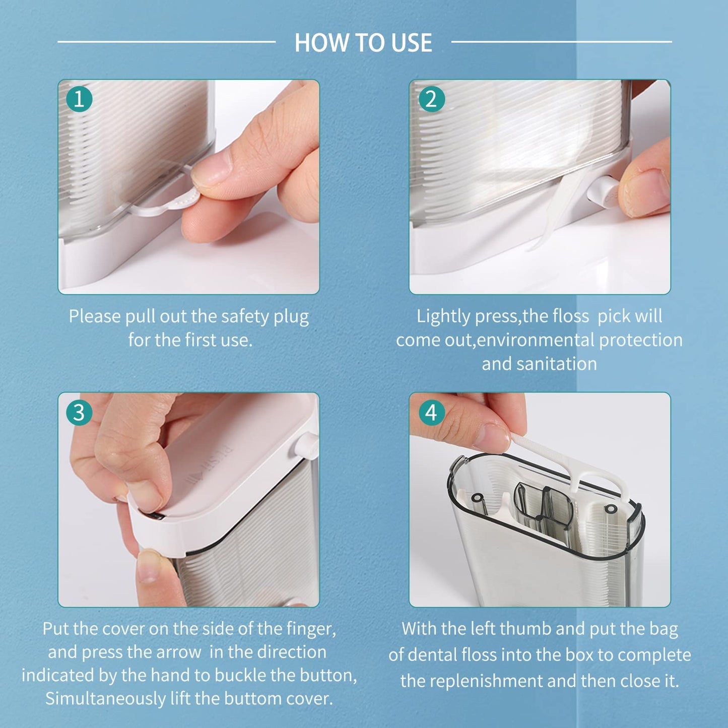 LIAMOSS Dental Floss Dispenser - 308-Count Auto Pop-Up Organizer for Adults