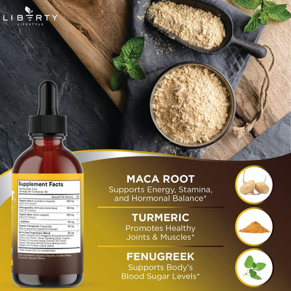 Liberty Lifestyle Organic Maca Root Liquid Drops – Multivitamin for Women & Men (2oz)