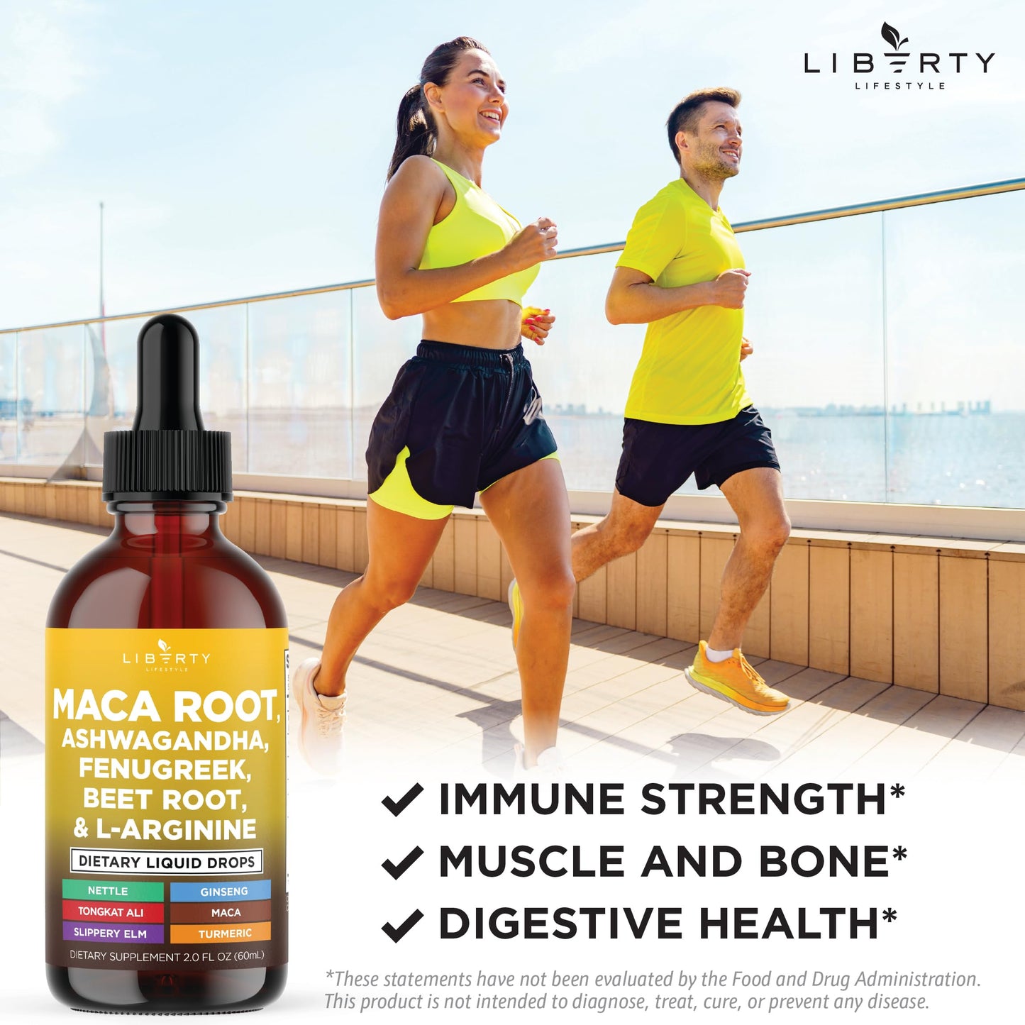 Liberty Lifestyle Organic Maca Root Liquid Drops – Multivitamin for Women & Men (2oz)