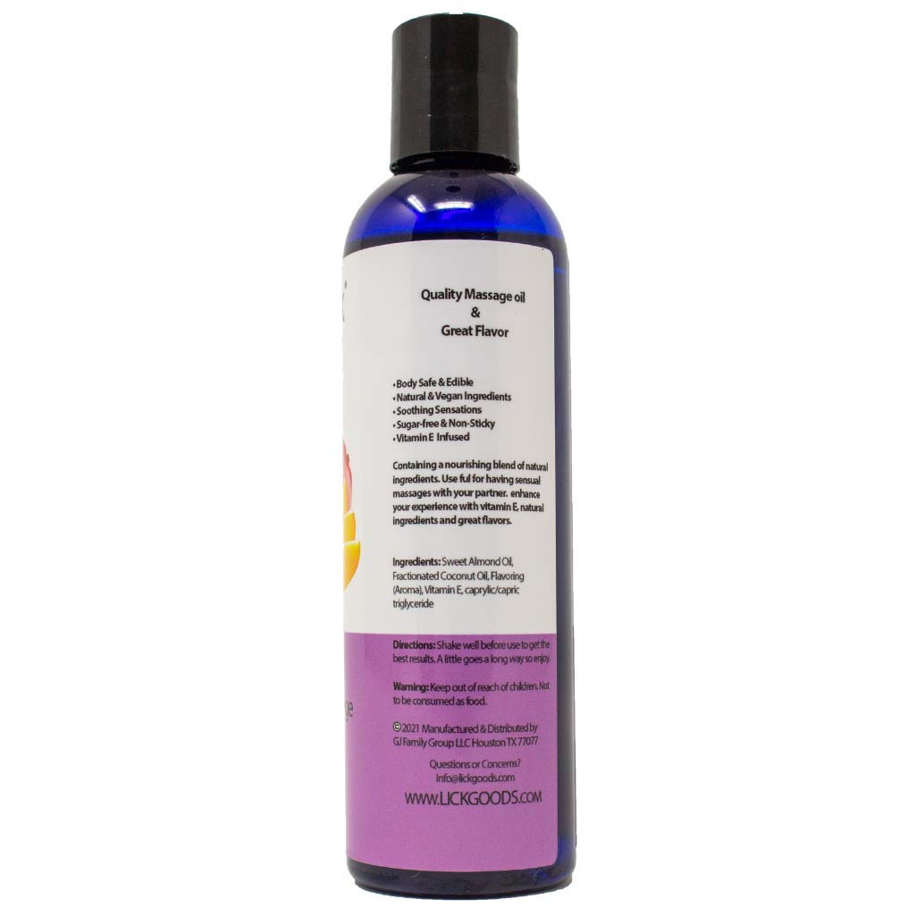 Lick Mango Bliss Massage Oil for Couples – Tropical Date Night Oil, 4 fl oz