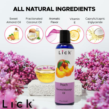 Peach Flavored Massage Oil - Edible, Nourishing & Warming 4oz