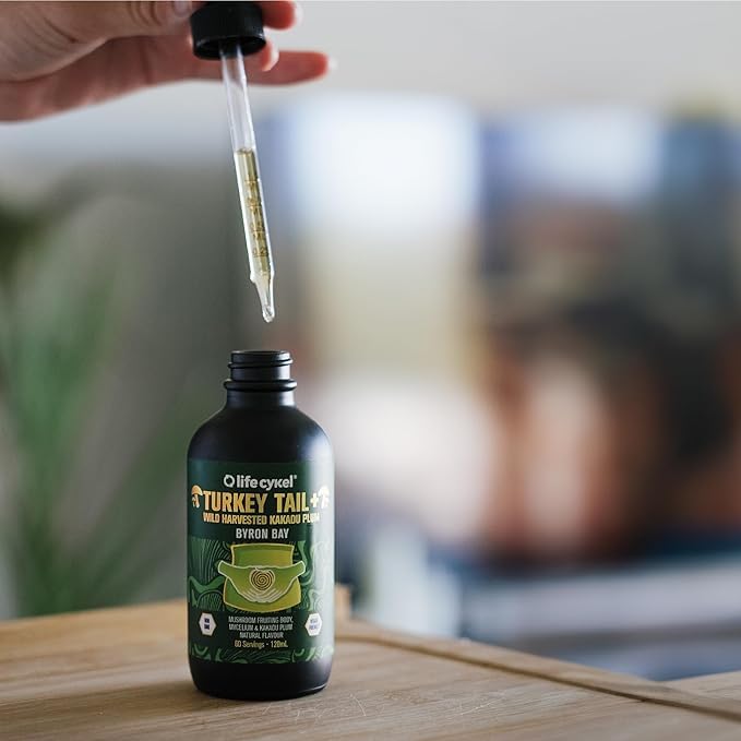 Life Cykel Turkey Tail Mushroom Liquid Extract with Kakadu Plum - Immune & Digestive Health - 1 Fl Oz