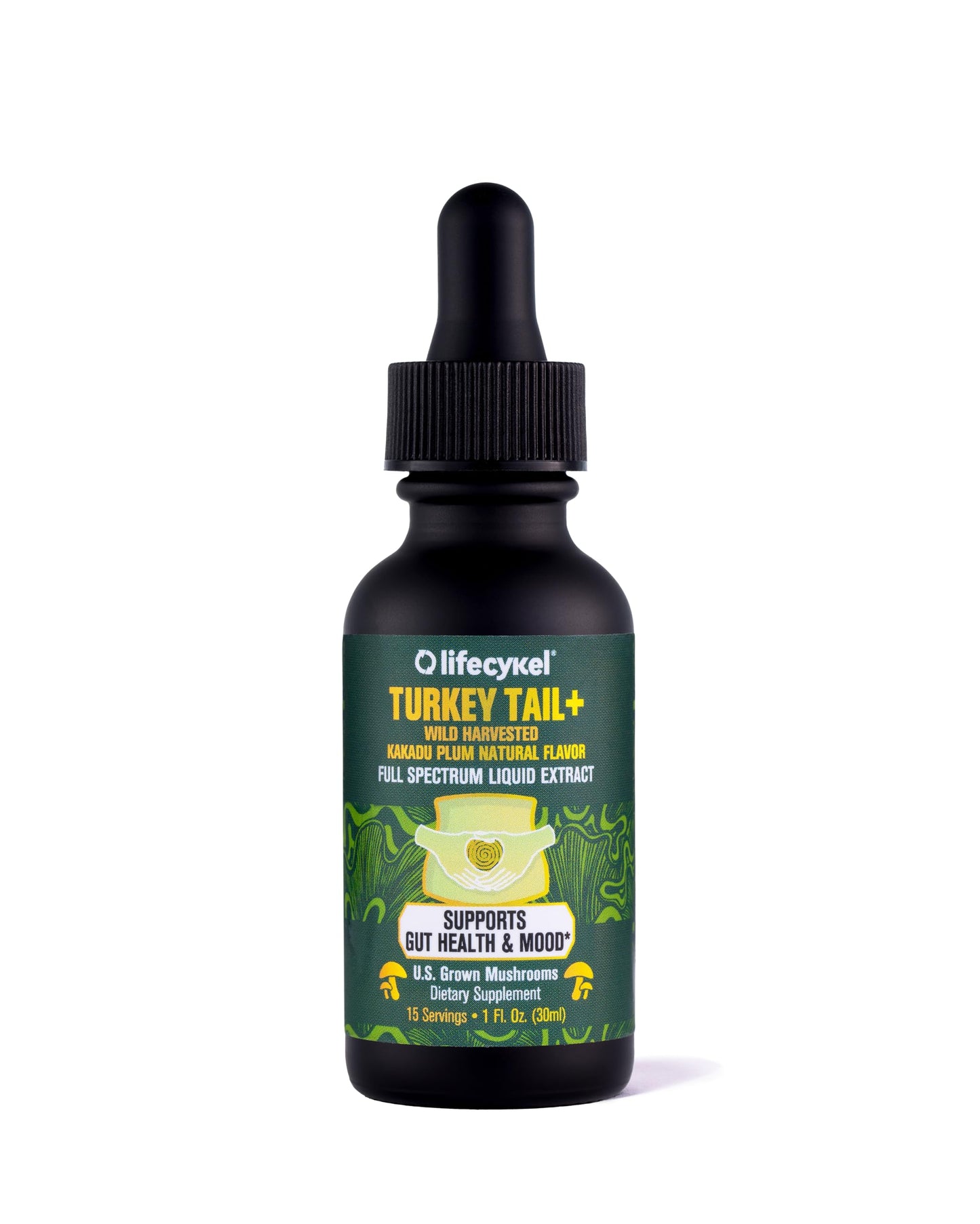 Life Cykel Turkey Tail Mushroom Liquid Extract with Kakadu Plum - Immune & Digestive Health - 1 Fl Oz