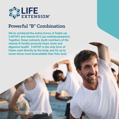Life Extension BioActive Folate & Vitamin B12 – 150 Vegetarian Capsules | Non-GMO, Gluten Free