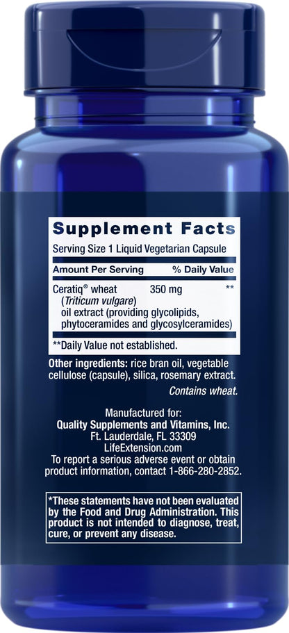 Life Extension Skin Restoring Ceramides – 2 x 50 Liquid Veg Caps | Non-GMO, Vegetarian
