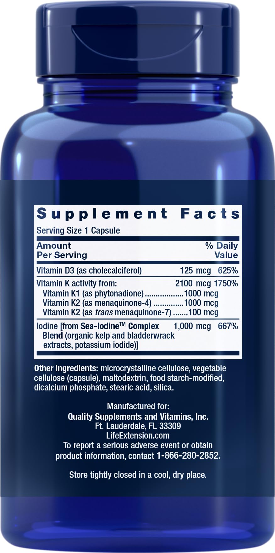 Life Extension D & K with Sea-Iodine, 90 Capsules (Pack of 2)