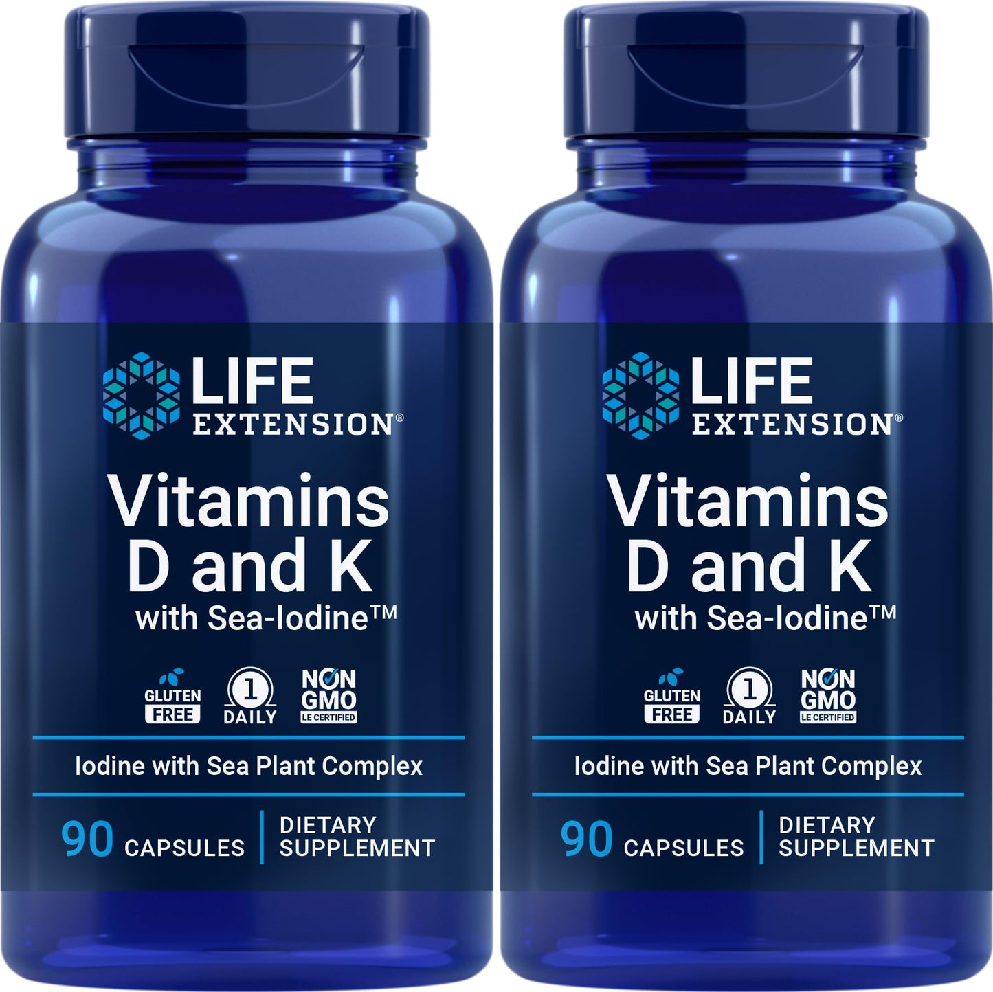 Life Extension D & K with Sea-Iodine, 90 Capsules (Pack of 2)