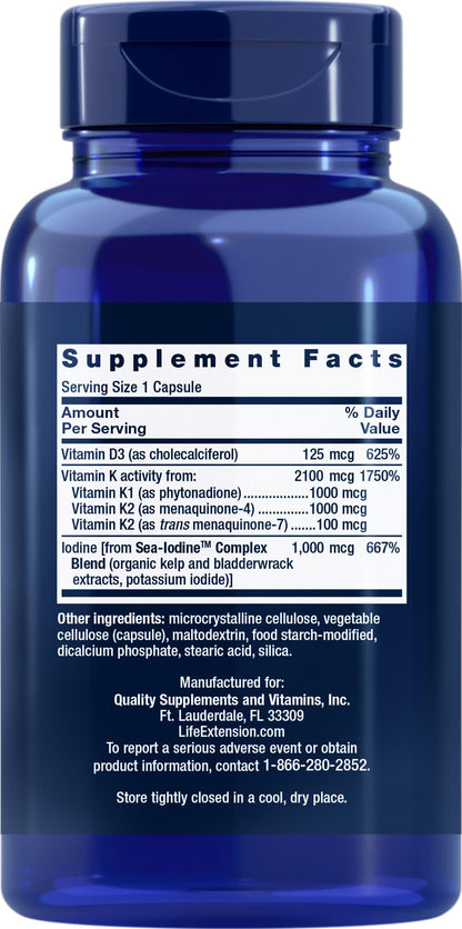 Life Extension D & K with Sea-Iodine, 90 Capsules (Pack of 2)